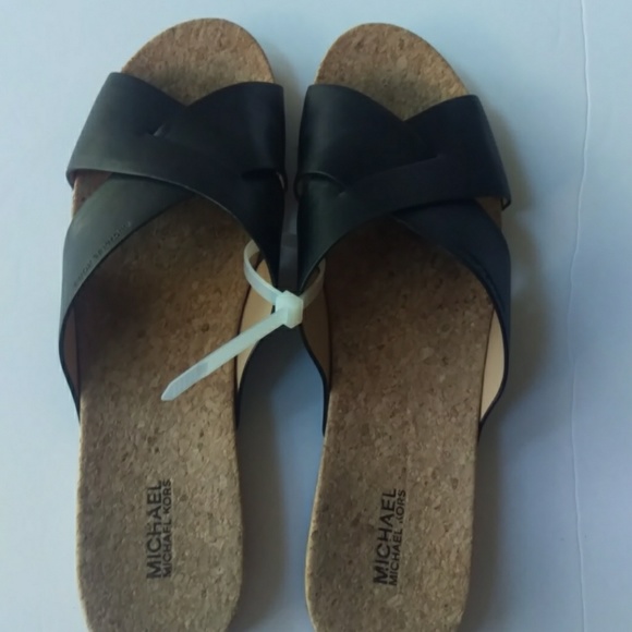 MICHAEL Michael Kors Shoes - Michael Kors black cross strap sandal slides